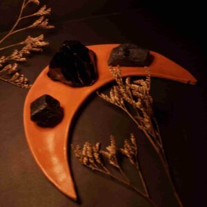 luna de cerámica artesanal para minerales, altar y rituales